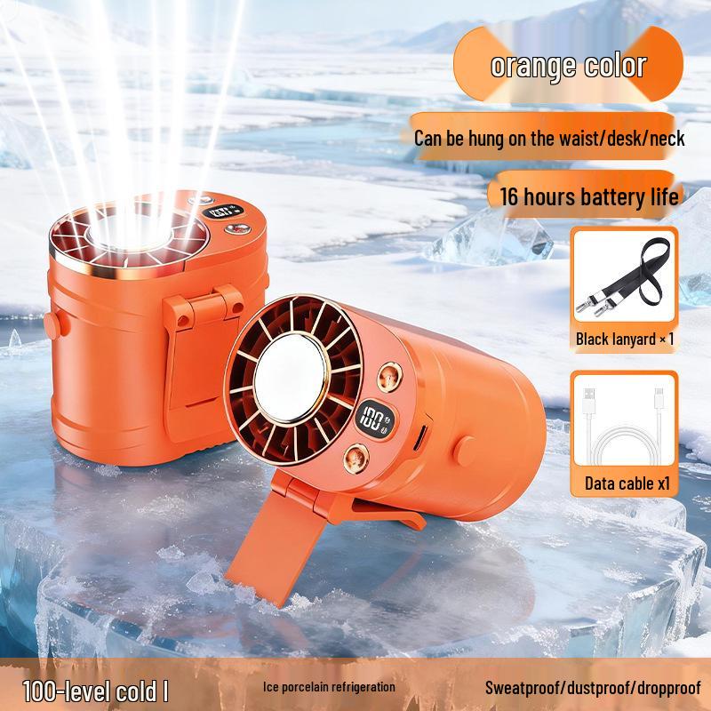 

2026 Rechargeable USB Hanging Waist Fan for Outdoor Camping & High-Temperature Workplaces JY-05 помаранчевий