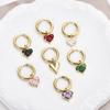 Cute Love Heart Pendant Charm Drop Stainless Steel Hoop Earrings Woman CZ Crystal Gold Silver Color Ear Buckle Fashion Jewelry