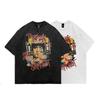 Summer American Retro Rap Characters Washed Short-Sleeved T-Shirt Vintage Hip-Hop Half-Sleeved Vintage T-Shirt Men
