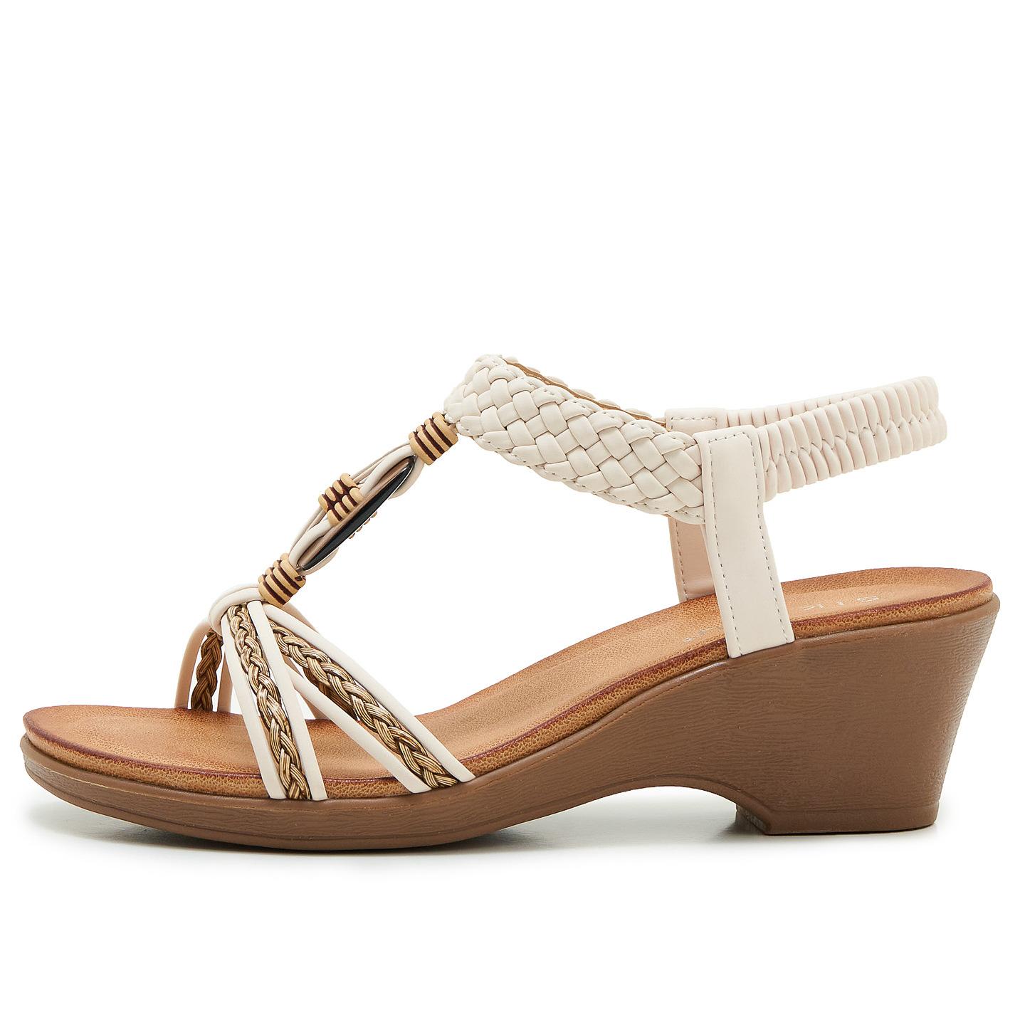 

Обувь Больших Размеров для Женщин 35-41 Летняя Мода ПУ 2026 Черный Белый Абрикосовый Удобные Платформенные Тапочки-сандалии Нескользящие Сандалии 35 белый