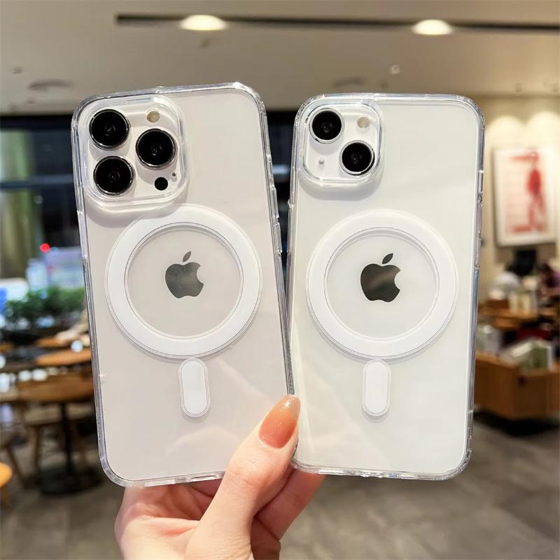 For Wireless Charge Transparent Case For For Iphone 17 Pro 11 12 13 14 1 16 Pro Max Magnetic Shockproof Bumper Cover
