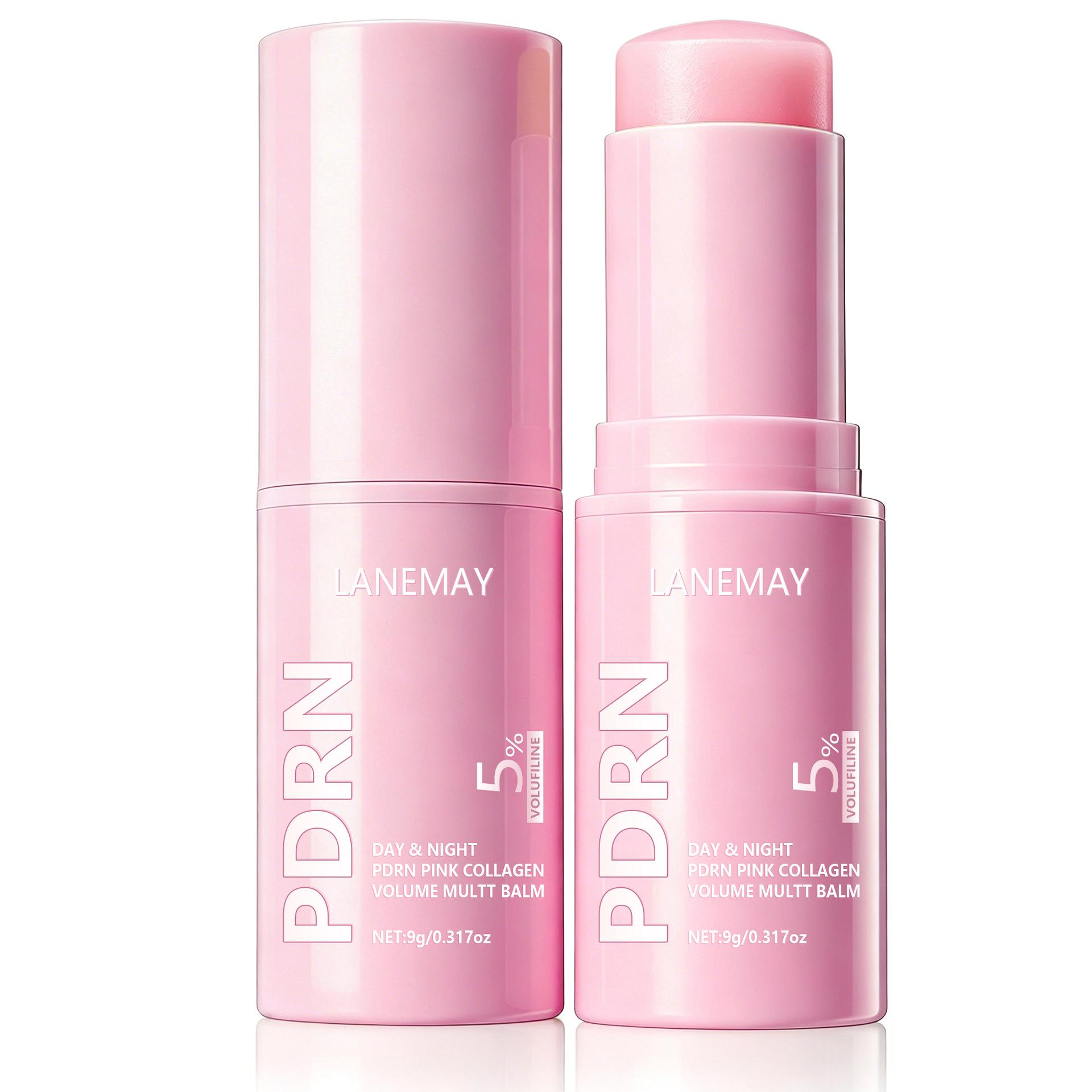 PDRN Pinkes Kollagen Volumen Multi-Balsam-Stift für Gesicht Körper Unter den Augen Hals Stirn Lachfalten Strahlkraftpflege K Beauty 9g rosa