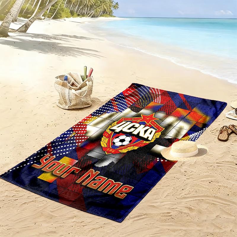 Name Custom PFC CSKA Moscow Print Beach Towel, Large Soft Quick Dry Towel for Beach Camping Swimming