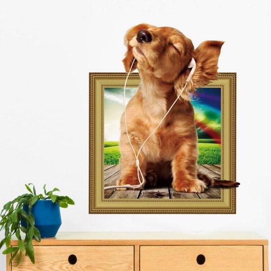 

Симпатичная собака 3D съемная наклейка на стену наклейка DIY спальня гостиная