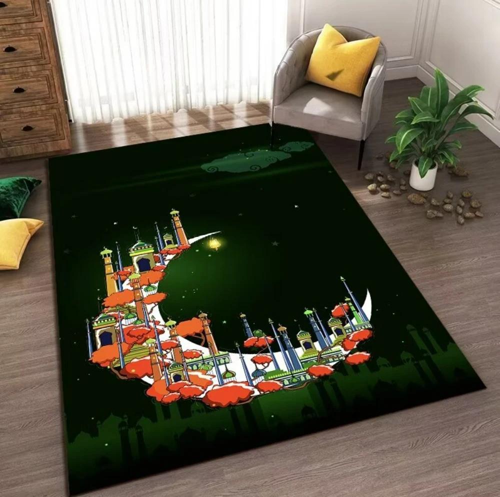 Ramadan Muslim Prayer Mat Halal Carpet for Bedroom Decor Living Room Anti-slip Rug Machine Washable Carpet Entrance Doormat