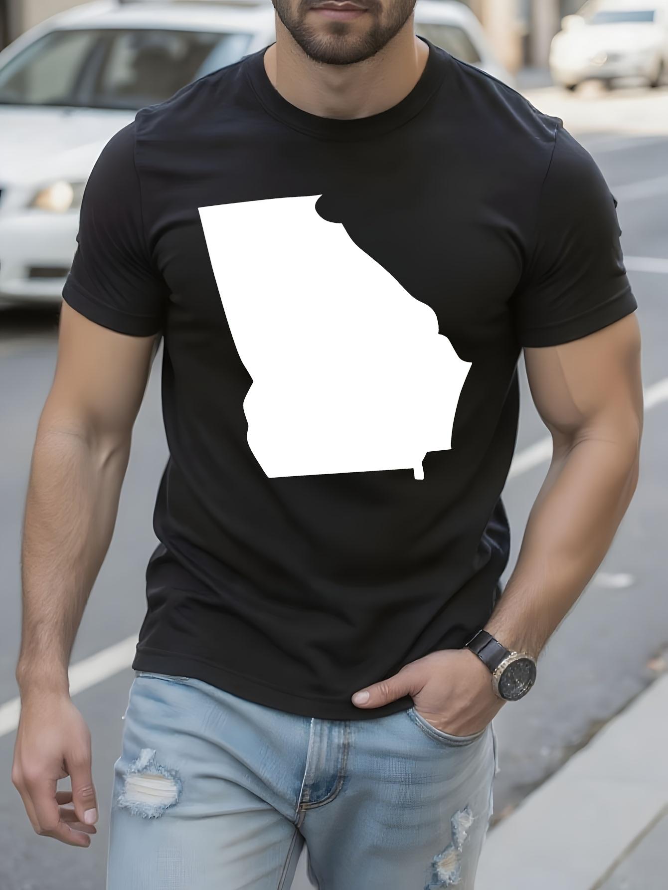 Georgia State Map Tshirt Black Cotton Tee with Unique Sta... XXL