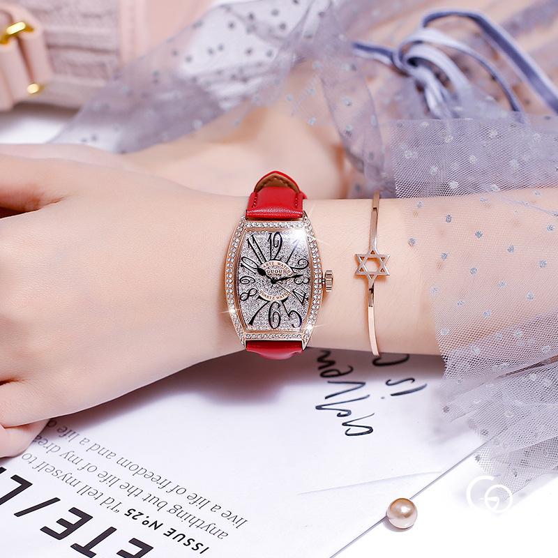 Barrel-shaped Women's Watch with Large Dial, Trendy Diamond-set British Fashion Women's Watch