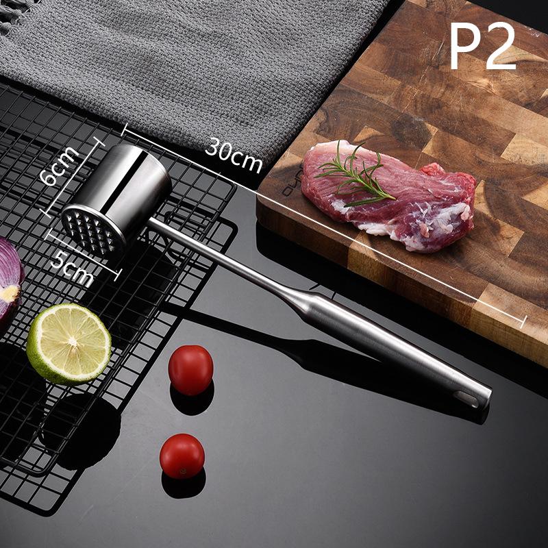 Portable Loose Meat Hammer: Checkered, Double-Sided, Stainless Steel Beef Tenderizer Kitchen Gadget