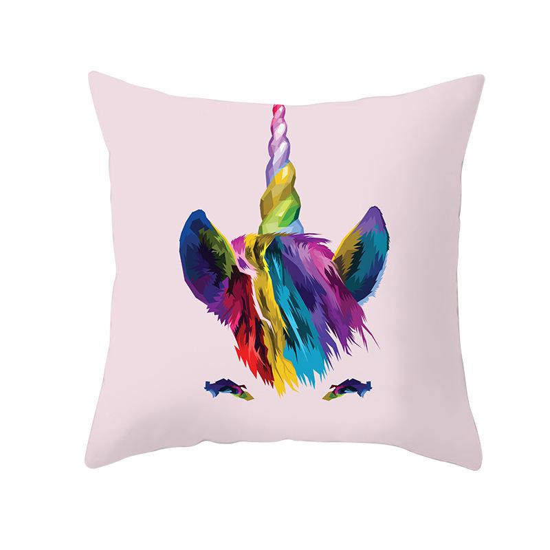 Time Cartoon Home Decor Pillow Purple Unicorn Pillowcase Rainbow Sunrise Sofa Cushion Cover