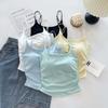 Women's Pleated Camisole: Fresh Design, Slim-Fit, with Chest Pads, Versatile for Outer or Base Layer, Summer-Perfect with Stylish Back