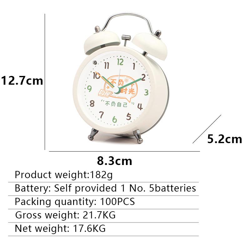 Cartoon alarm clock for children Bell alarm clock for learning Cartoon classic metal Mini small alarm clock Big sound