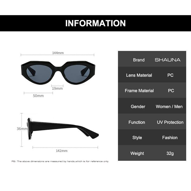 SHAUNA Retro Kleine Ovale Sonnenbrille Frauen Ins Beliebte Cat Eye Trendy Männer Sonnenbrille UV400