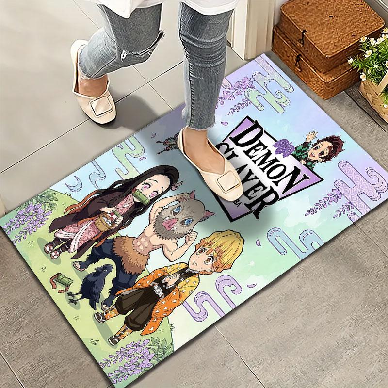 Tappeto Demon Slayer per Soggiorno Camera da Letto Casa Decorazione Divano Gioco Bambini Tappetino Antiscivolo per Pavimento
