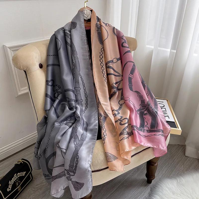 180*90cm Luxury Brand Ladies Spring Summer Long Silk Scarf Shawl Digital Painted Shawl Gogh Oil Painting Lady foulard bandanna