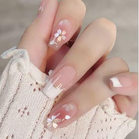 Pure Hand-made Phototherapy Wearer and Beauty Flower Wearer Finished Product Reusable Nail Art Patches Can Be Removed