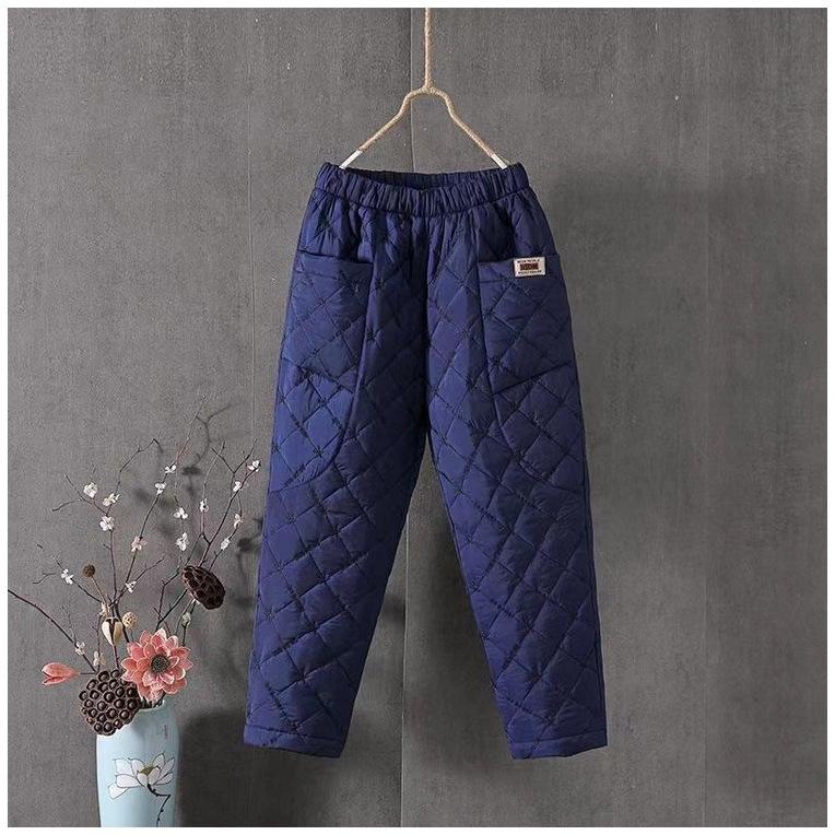 

Осенние и зимние шаровары в стиле ретро, ​​женские стеганые толстые теплые свободные хлопковые брюки большого размера, верхняя одежда, модные хлопковые брюки XXXL