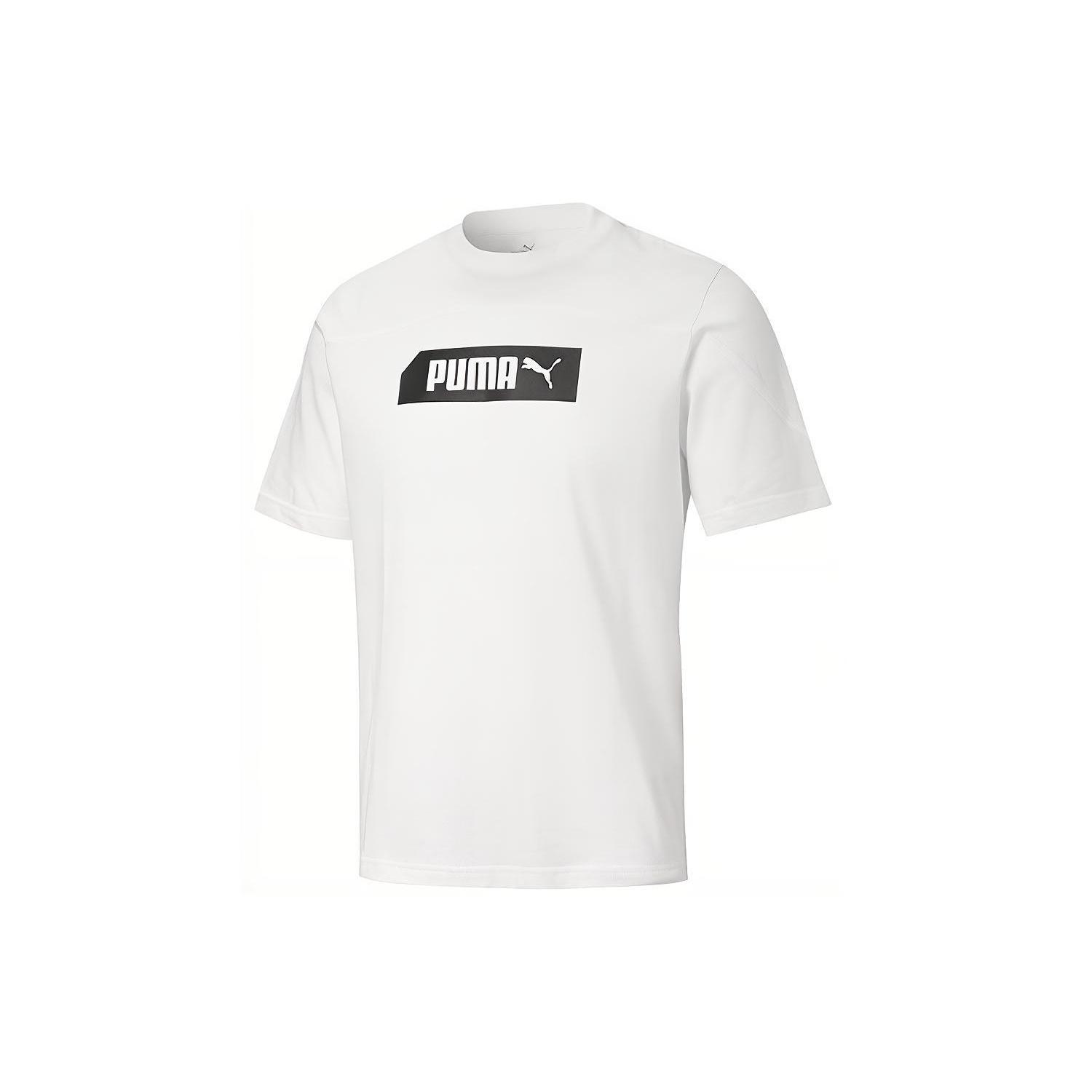 PUMA Alphabet Logo Printing Round Neck Short Sleeve White Men s 583864-52 S