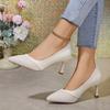 Sequined Pointed Toe Pumps Women Elegant Thin Heels Office Wedding Shoes Woman Plus Size Shallow Mouth High Heel Shoes