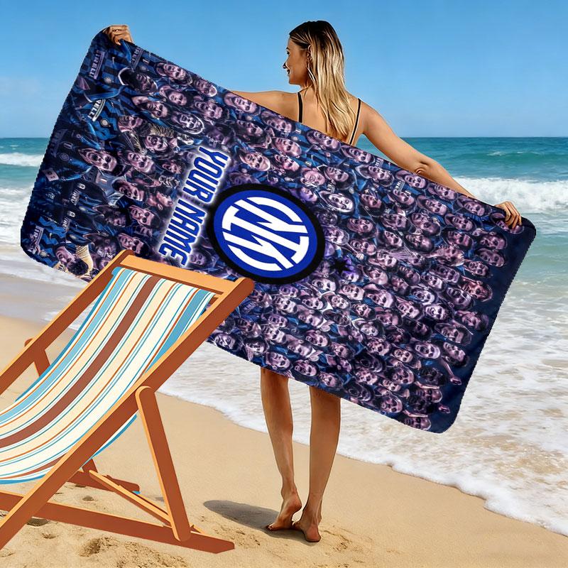 Custom Inter Print Beach Towel, Large Soft Quick Dry Towel for Beach Camping Swimming