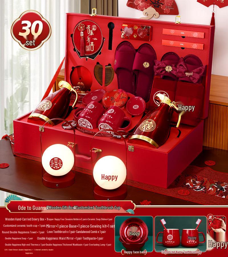 Bridal Dowry Box Set: Complete Red Wedding Toiletries & Gifts