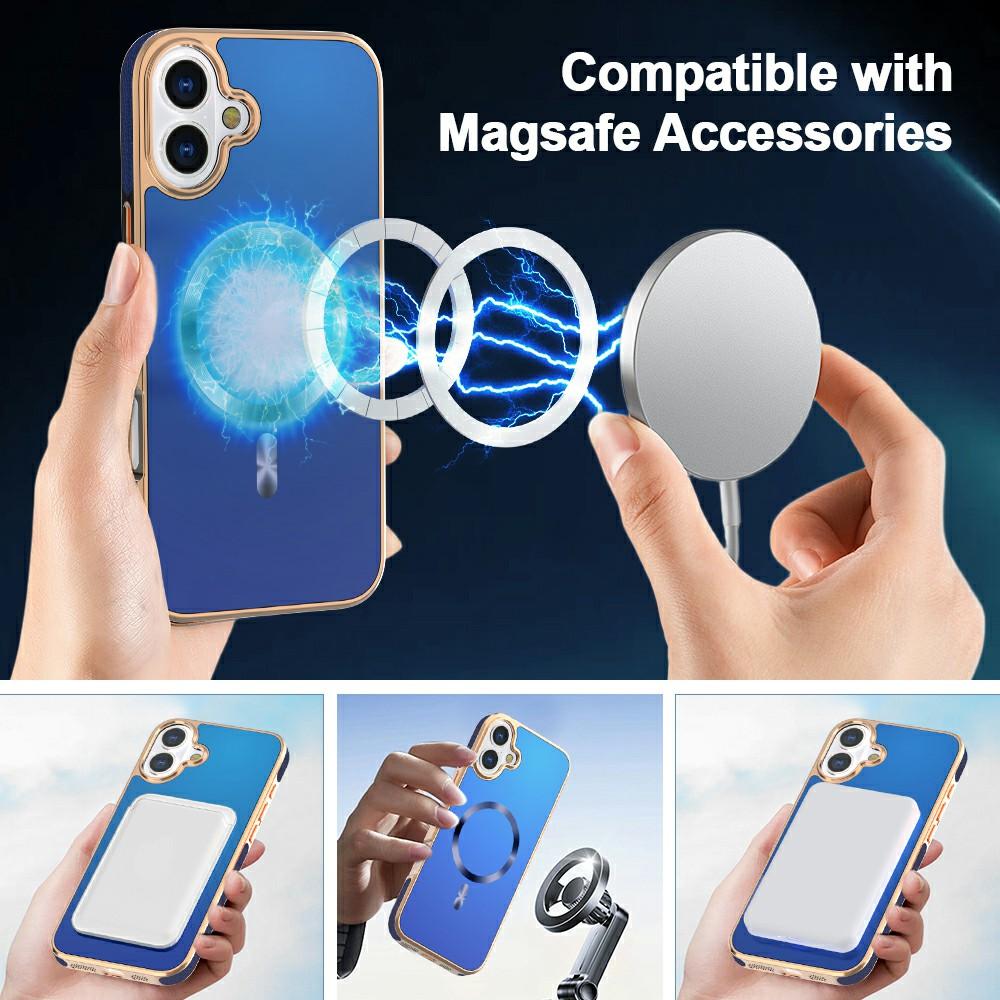 For iPhone 16 Plus Magnetic Case Electroplating Anti-Drop TPU+PC Phone Back Cover