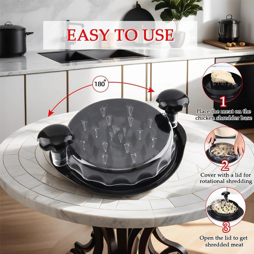 Plastové sítko na maso a nástroj na trhání s průhledným víkem pro domácí vaření a zpracování potravin