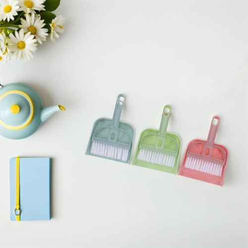 Cabilock 3-delt Mini Kost og Støvbrettsett med Børste for Bord, Kompakt Støvbrett og Børste for Rengjøring av Bord, Biler, Skrivebord, Tastaturer, Benkeplater, an