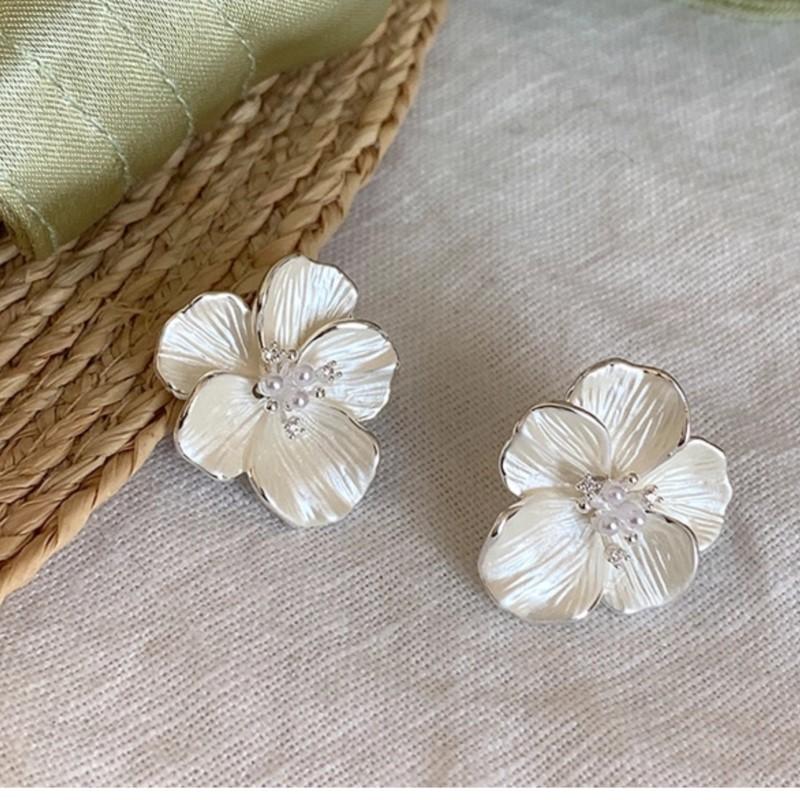 VENTFILLE 925 Sterling Silver Trend Vintage Flower Earring For Women Earring Allergy Elegant Prevent Party Jewelry Accessories