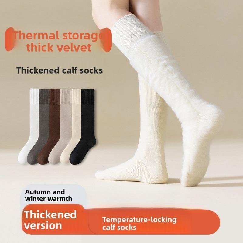 Women's Autumn and Winter Plush Thickened Warm Heat Storage Sweat Absorption Calf Socks