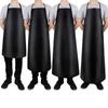 Oilproof Kitchen Apron PVC Leather Waterproof Black Comfortable