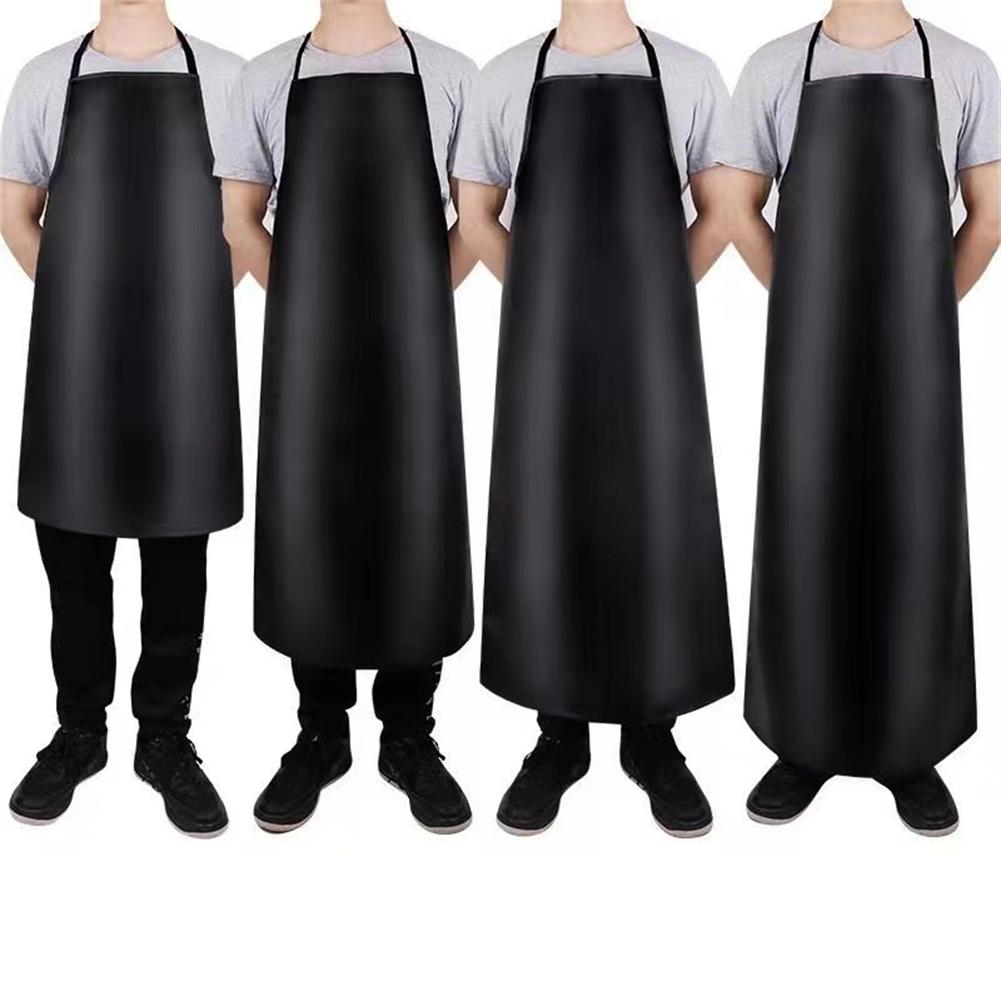 Oilproof Kitchen Apron PVC Leather Waterproof Black Comfortable