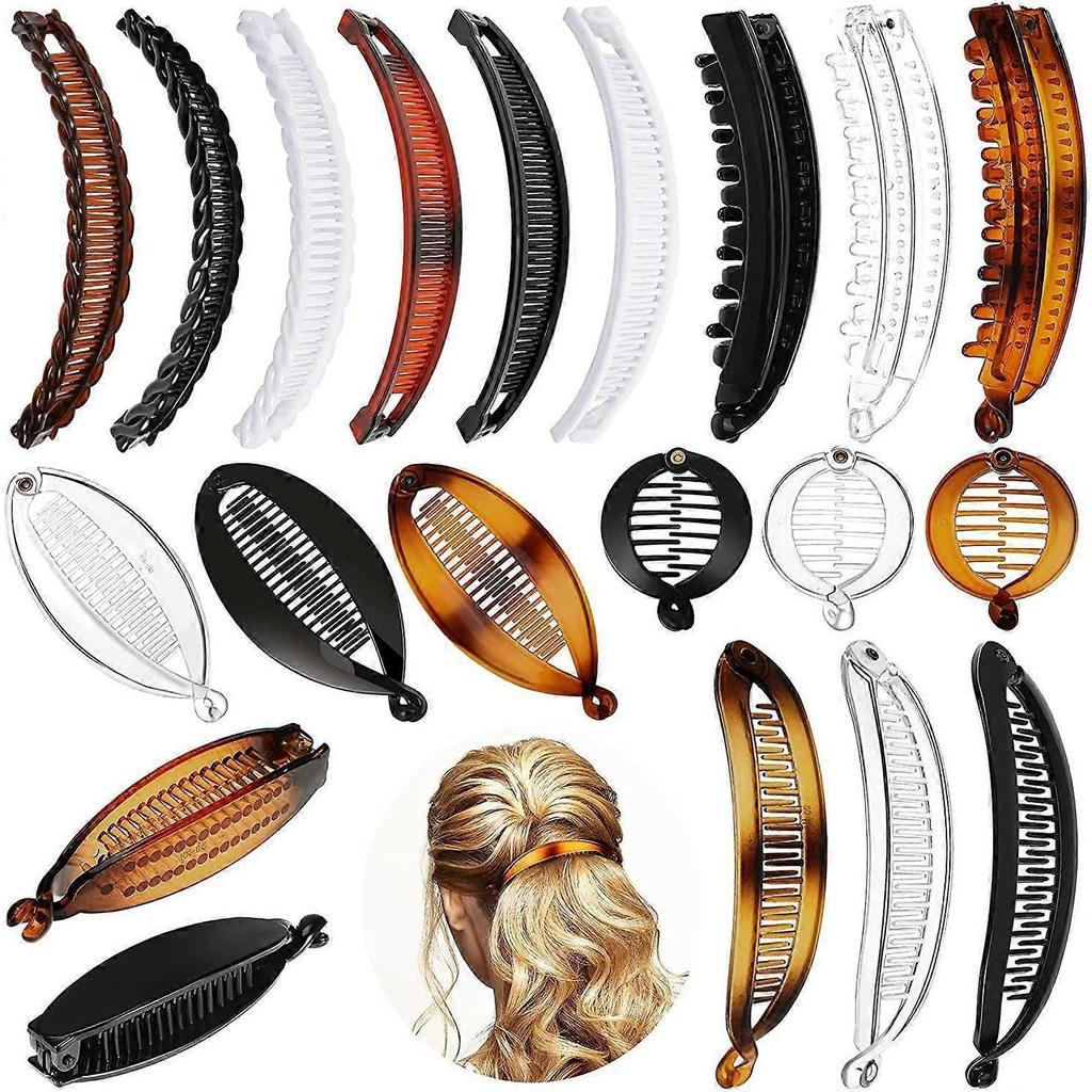 Dww-21 Pieces Banana Hair Clips, Fishtail Hair Clips, Ponytail Holder, Wide Colored Banana Comb for Women's Hair Accessories