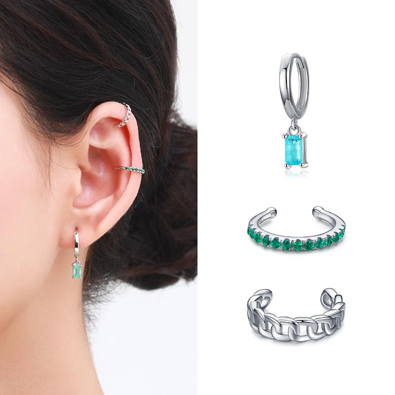 Modian 1PC Rainbow Ear Cuff 925 Sterling Silver Fashion Unique Circle Tiny Clip Earrings For Women Girl Fine Jewelry Accessories