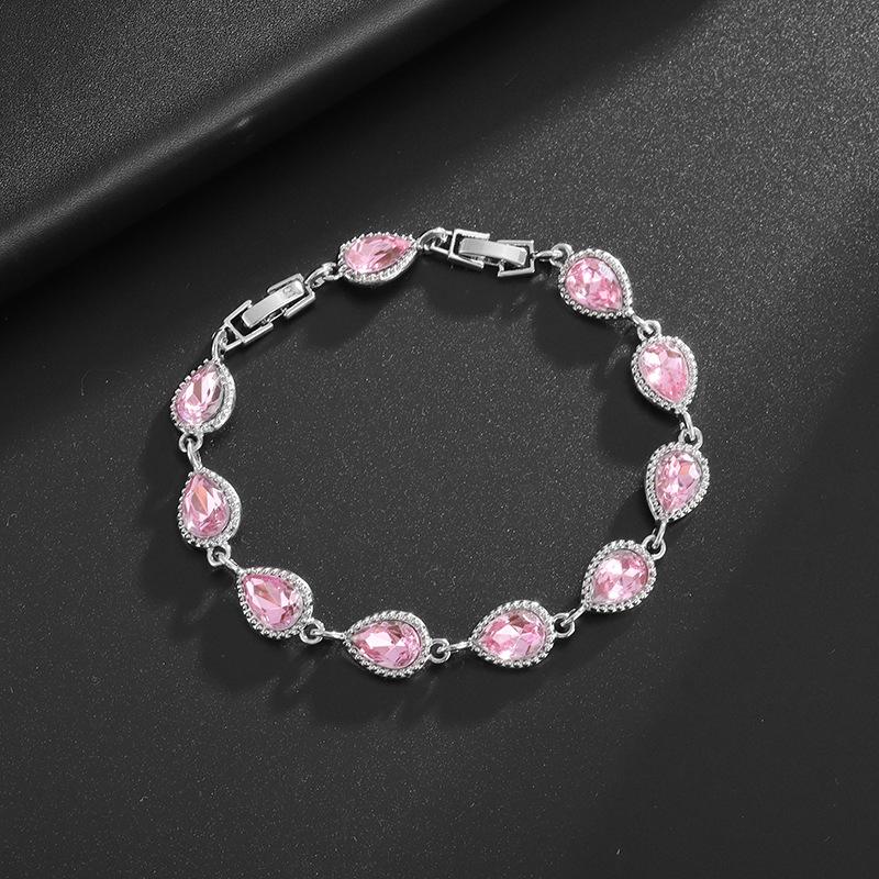 Fashion Trend Women's Simple Inlaid Rainbow Gemstone Bracelet Light Luxury High-end Hand Jewelry