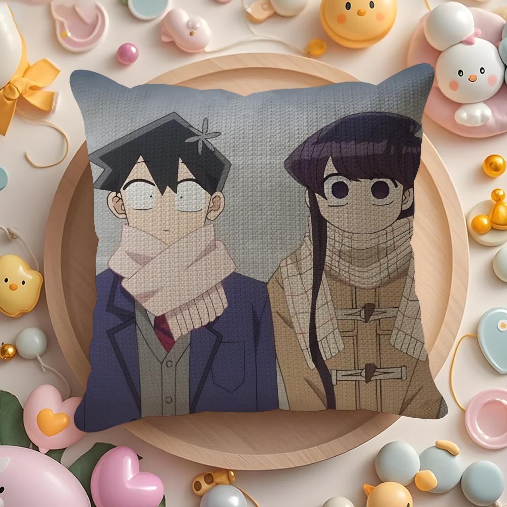 KKomi Cant Communicate Anime Cartoon Pillow Case Pattern Printed Pillowcase for Living Room Sofa Cushion Cover  Bedroom Decor