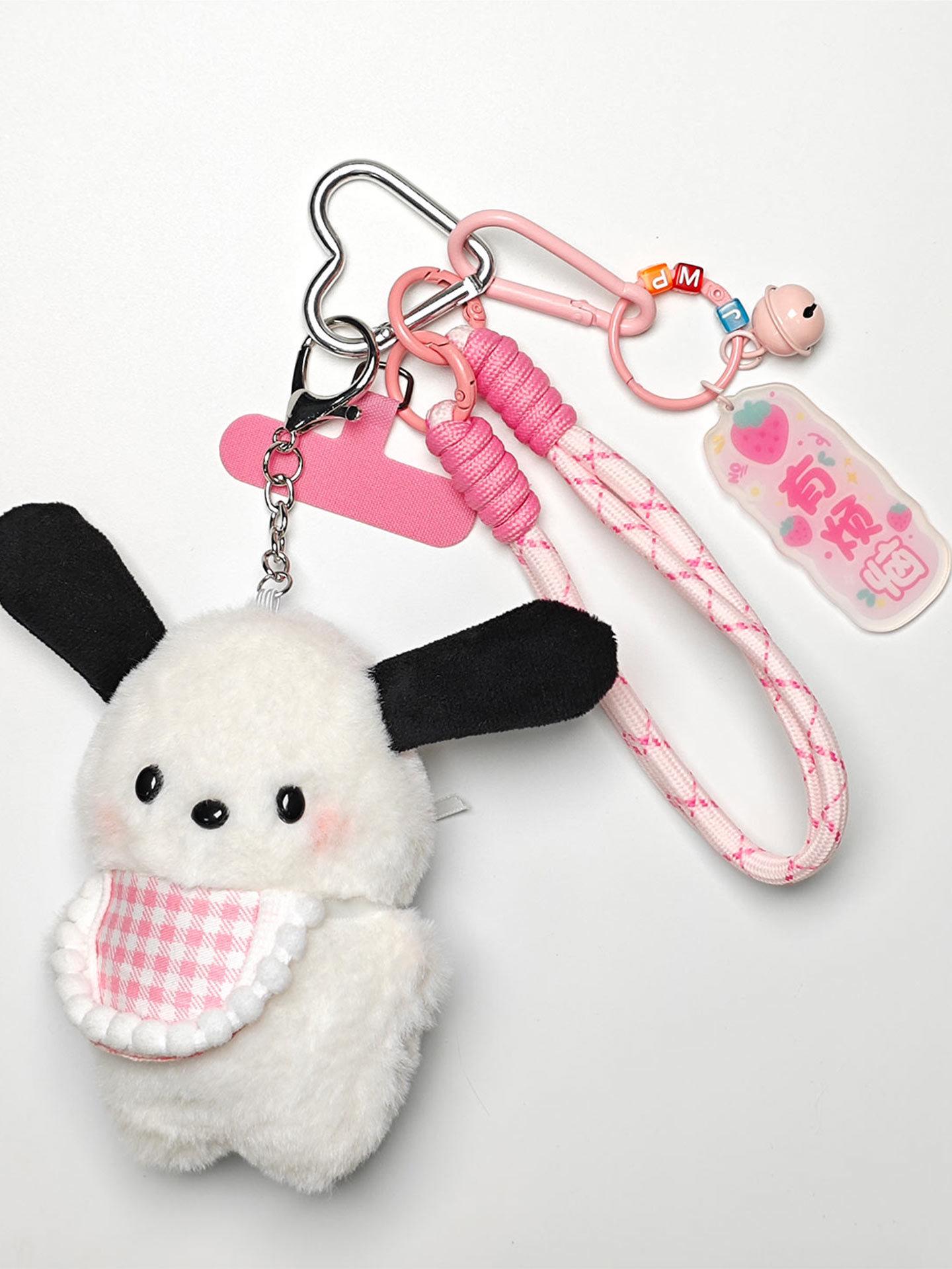 Adorable Derpy Pacha Dog Plush Keychain - Cute Backpack, Bag, or Clothing Accessory Gift