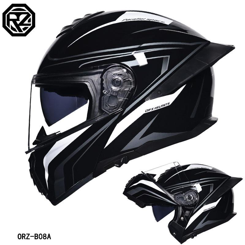 Orz-B08A-Motorcycle helmet, men's and women's four season open face helmet, double mirror knight semi full face helmet
