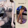 Transparent Erotic Lingerie Set with Underwire and Open Crotch - Removable Sleep Dress for Small Chest