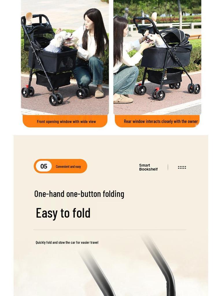 Customized Foldable Pet Stroller for Small & Medium Dogs and Cats