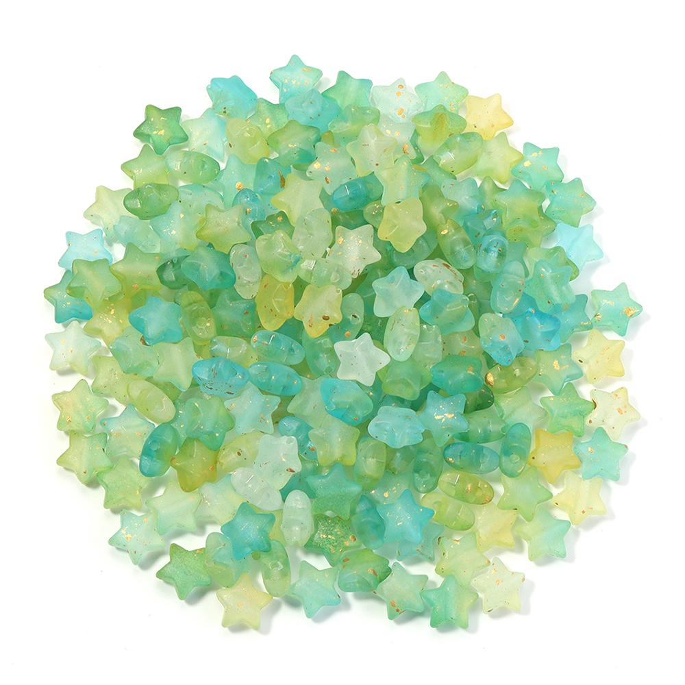 200 Stück 9x10mm Stern Acrylperlen Bunt Transparent Lose Abstandshalterperlen Für Schmuckherstellung DIY Armbänder Halsketten Zubehör