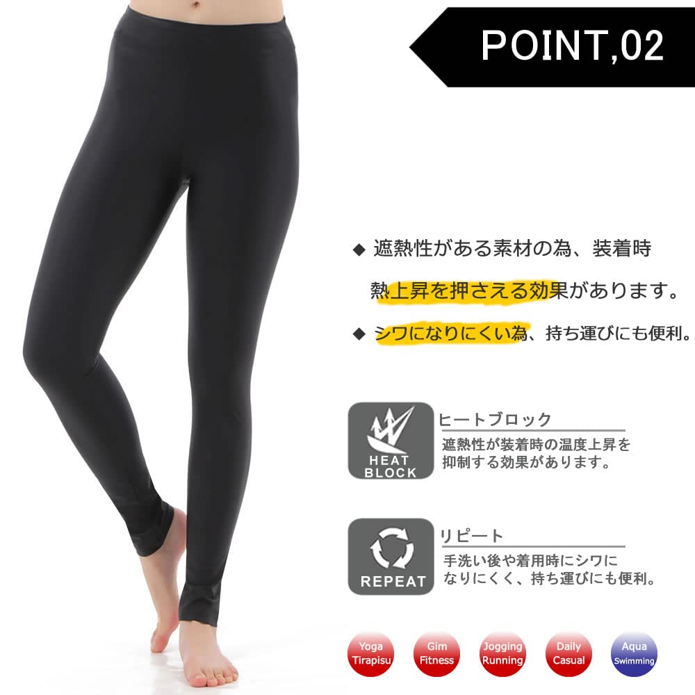 AQUAFAIRY Rash Guard Plavky UPF 50 UV Střední Dámské Legíny, Legíny, Punčocháče, Ochrana, Obojživelné, 4směrný Plavkový Streč, NS1200, Černá,