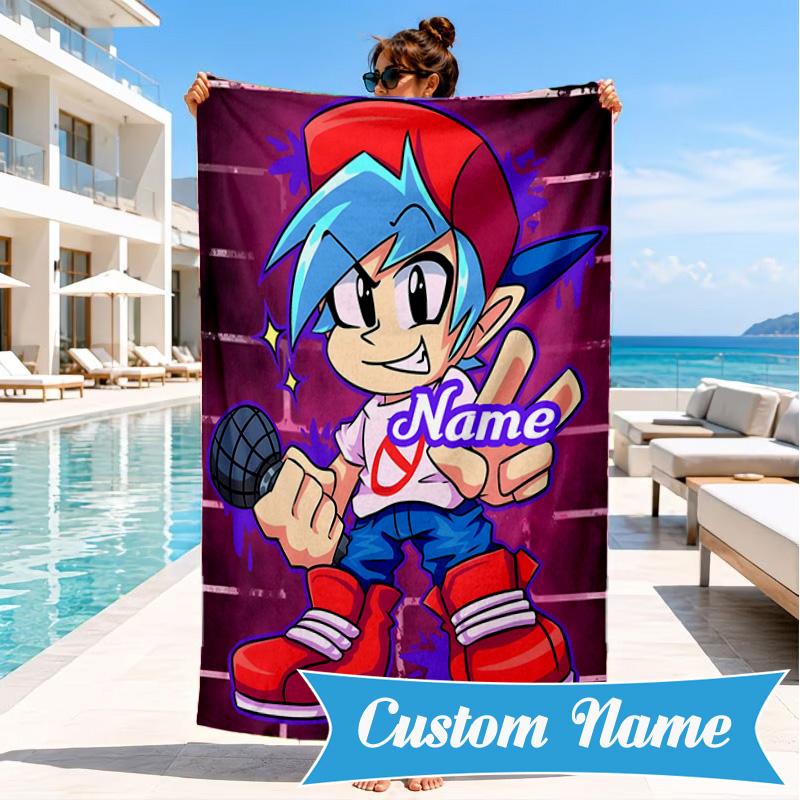 Custom Name Friday night Beach Towel Microfiber Beach Towel, Lightweight and Quick-Dry, for Summer Travel, Swimming Pool Gift