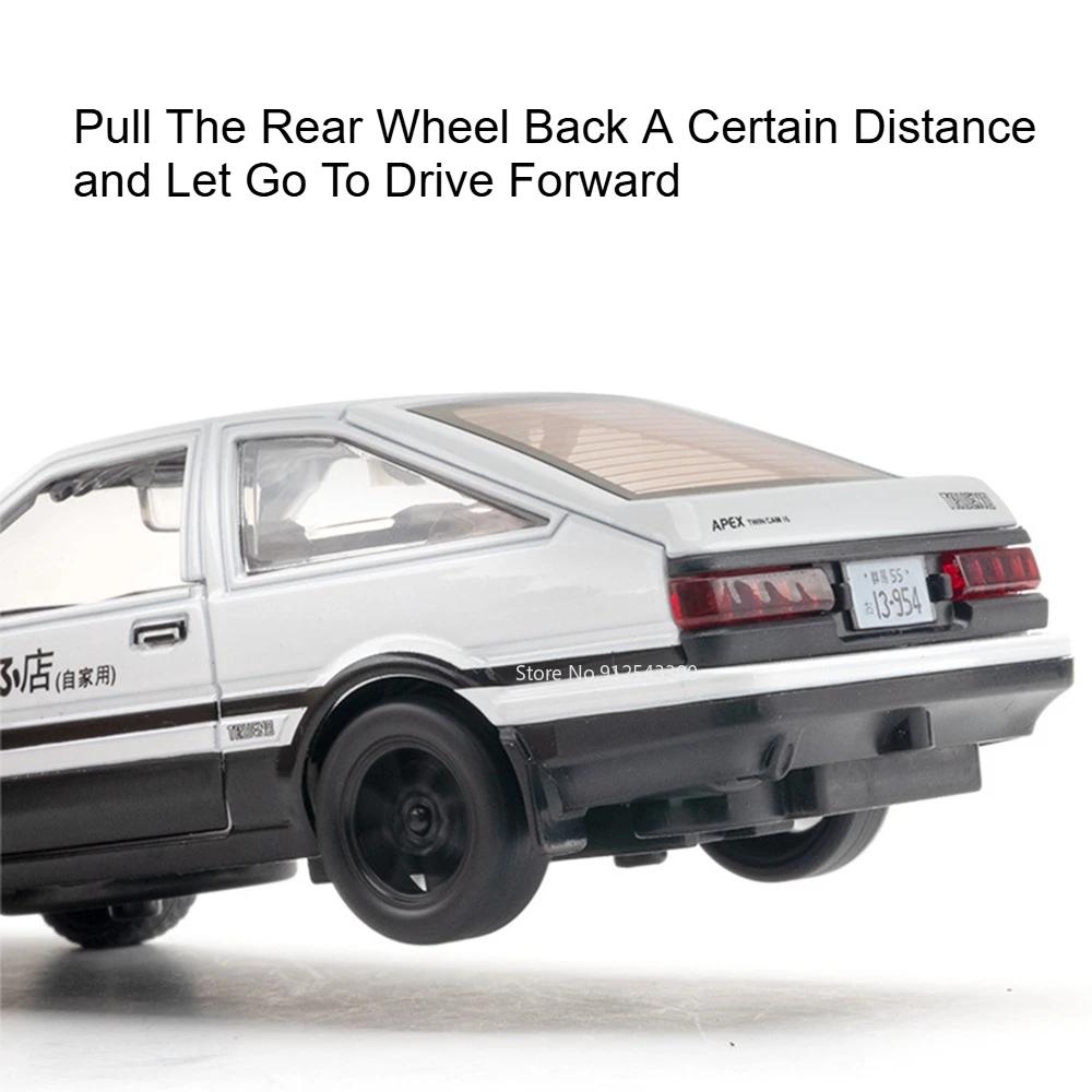 Scale 1:30 AE86 Toy Car Model Diecast Alloy Pull Back Doors Opened Metal Body Simulation Vehicles Toys Gifts for Children
