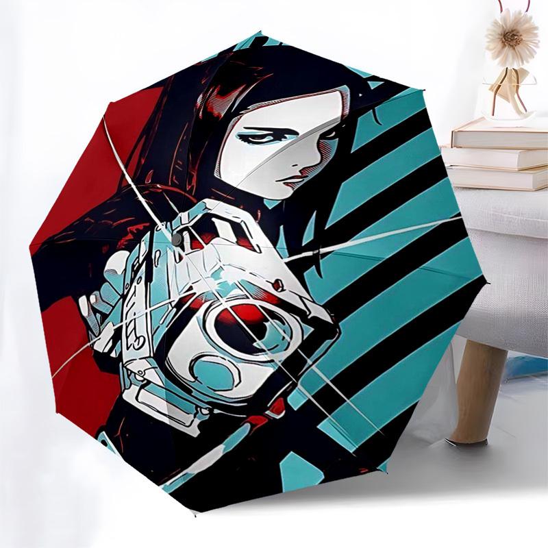 1pc Ghost In the Shell Motoko Kusanagi Outdoor Umbrella - Automatic Opening/Closing, Portable 3-Fold Design, 8-Bone Iron Frame, Ideal Gift for Fans, T