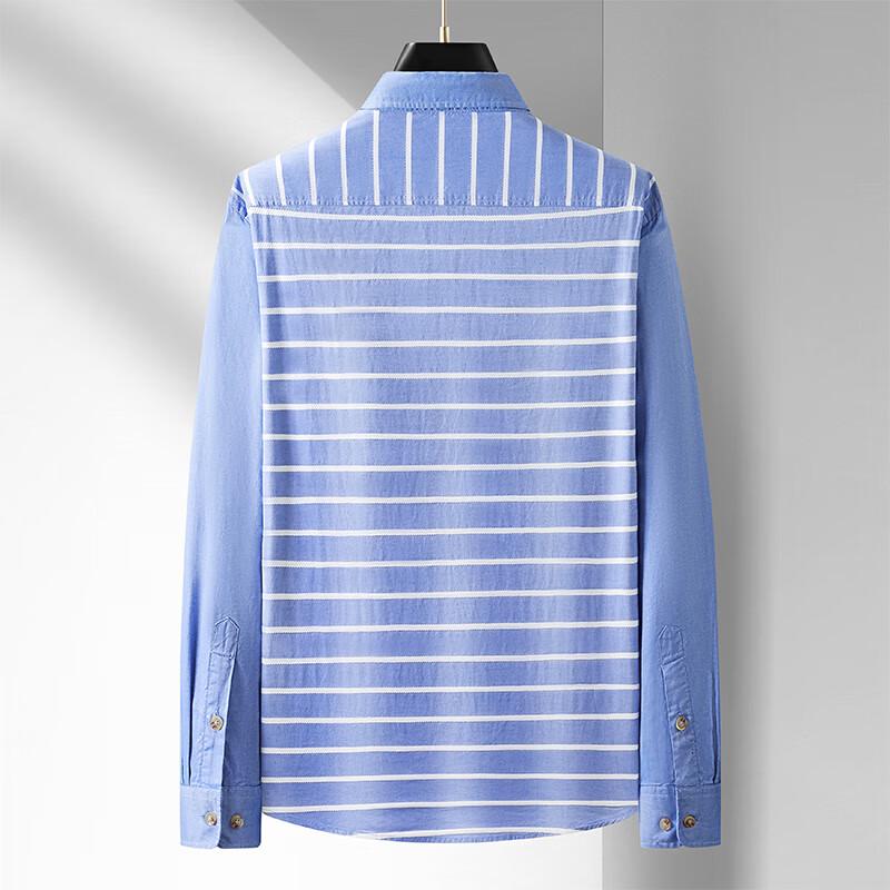 Dibinze Men's Plus Size Striped Long Sleeve Cotton Shirt