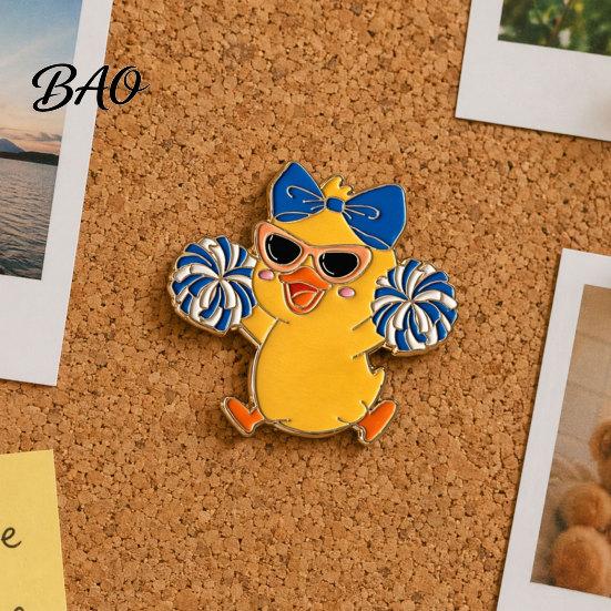 Enamel Pin Technology Brooch, Cartoon Anime Cheerleading Duck Shape Pin, Small Daily Wear Brooch Sturdy for School Uniforms Bags Alloy Base