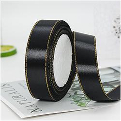 Gift Satin Ribbons Wholesaler 1inch 100% Polyester Christmas Ribbon Gold Wired Edged Satin Ribbon Roll Accept Print Logo