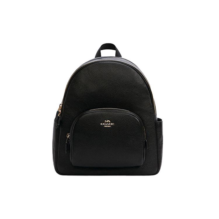 COACH Court Leather Backpack Large Women's Black 5666-IMBLK