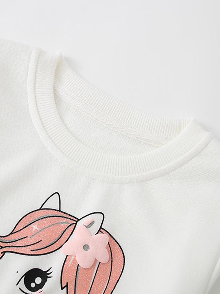 Toddler & Kids' Cute Unicorn Print Crew Neck Sweatshirt - Autumn/Winter 2026 Fashion