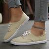 Women's White Round Toe Lace-Up Casual Sneakers - Breathable Fabric Upper, Anti-Slip TPR Sole, Low-Top Comfortable Walking Shoes for All-Season